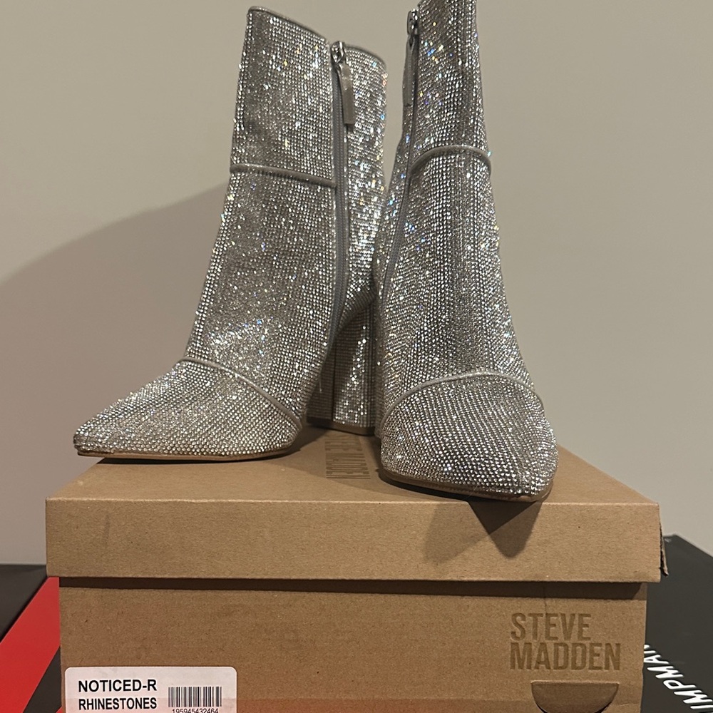 Steve Madden Glittering Silver Heeled Boots